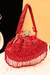 Buy_Nazaakat By Samara Singh_Red Sequins, Beads, Tassels Embellished Batua Bag With Detachable Handle _at_Aza_Fashions