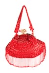 Shop_Nazaakat By Samara Singh_Red Sequins, Beads, Tassels Embellished Batua Bag With Detachable Handle _at_Aza_Fashions