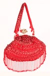 Nazaakat By Samara Singh_Red Sequins, Beads, Tassels Embellished Batua Bag With Detachable Handle _at_Aza_Fashions