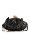 Nazaakat By Samara Singh_Black Sequins, Beads, Tassels Beaded Fringe Batua Bag With Handle _Online_at_Aza_Fashions