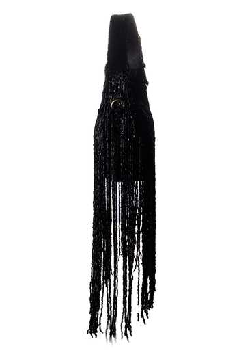 Nazaakat By Samara Singh_Black Beads, Fringe Beaded Clutch Bag _Online_at_Aza_Fashions