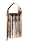 Shop_Nazaakat By Samara Singh_Gold Beads, Fringe Beaded Clutch Bag _Online_at_Aza_Fashions