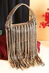 Buy_Nazaakat By Samara Singh_Gold Beads, Fringe Beaded Clutch Bag _at_Aza_Fashions