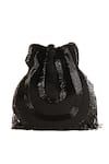 Shop_Nazaakat By Samara Singh_Black Beads, Sequins, Tassels Beaded Fringe Potli Bag _Online_at_Aza_Fashions