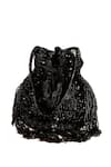 Nazaakat By Samara Singh_Black Beads, Sequins, Tassels Beaded Fringe Potli Bag _at_Aza_Fashions