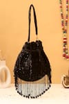 Buy Nazaakat By Samara Singh Black Beads, Sequins, Tassels Beaded Fringe Potli Bag at Aza Fashions Buy_Nazaakat By Samara Singh_Black Beads, Sequins, Tassels Beaded Fringe Potli Bag _at_Aza_Fashions