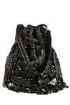 Buy_Nazaakat By Samara Singh_Black Beads, Sequins, Tassels Beaded Fringe Potli Bag 