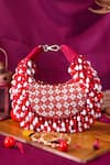 Buy_Nazaakat By Samara Singh_Maroon Beads, Stones Beaded Embellished Clutch With Sling _at_Aza_Fashions