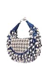 Buy_Nazaakat By Samara Singh_Blue Beads, Rhinestones Beaded Embellished Clutch With Sling 