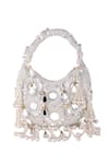 Shop_Nazaakat By Samara Singh_White Beads, Pearls, Mirrors, Sequins And Embellished Clutch Bag _Online_at_Aza_Fashions