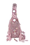 Shop_Nazaakat By Samara Singh_Purple Beads, Sequins, Mirrors, Tassels Floral Embellished Clutch Bag _Online_at_Aza_Fashions