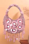 Buy_Nazaakat By Samara Singh_Purple Beads, Sequins, Mirrors, Tassels Floral Embellished Clutch Bag _at_Aza_Fashions