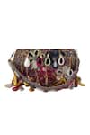 Nazaakat By Samara Singh_Multi Color Beads, Sequins, Tassels, Mirrors Floral And Embellished Flap Bag _Online_at_Aza_Fashions