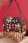 Buy_Nazaakat By Samara Singh_Multi Color Beads, Sequins, Tassels, Mirrors Floral And Embellished Flap Bag _at_Aza_Fashions