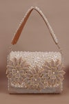 Buy_Nazaakat By Samara Singh_Gold Beads, Pearls, Embroidery Beaded And Flower Embellished Flap Bag _at_Aza_Fashions