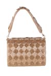 Shop_Nazaakat By Samara Singh_Gold Beads, Pearls Beaded Floral And Geometric Flap Bag _at_Aza_Fashions
