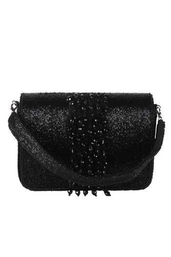 Buy_Nazaakat By Samara Singh_Black Beads, Sequins Beaded Embellished Flap Bag _Online_at_Aza_Fashions