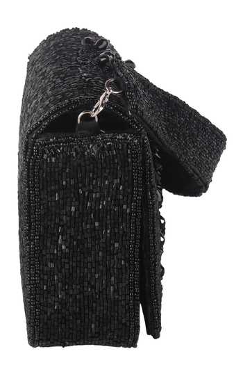 Nazaakat By Samara Singh_Black Beads, Sequins Beaded Embellished Flap Bag _at_Aza_Fashions