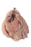 Nazaakat By Samara Singh_Peach Beads, Tassels Beaded Fringe Batua Bag With Detachable Handle _at_Aza_Fashions