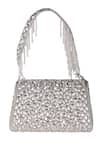 Shop_Nazaakat By Samara Singh_Gray Crystals, Beads Embellished Flap Bag With Drops _Online_at_Aza_Fashions