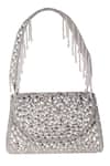 Shop_Nazaakat By Samara Singh_Gray Crystals, Beads Embellished Flap Bag With Drops _at_Aza_Fashions