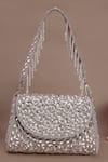 Buy_Nazaakat By Samara Singh_Gray Crystals, Beads Embellished Flap Bag With Drops _at_Aza_Fashions