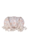 Nazaakat By Samara Singh_Silver Sequins, Beads, Pearls, Fabric Flowers And Embellished Clutch With Handle _Online_at_Aza_Fashions