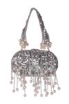 Shop_Nazaakat By Samara Singh_Silver Sequins, Beads, Pearls And Embellished Clutch Bag _at_Aza_Fashions