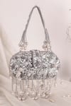 Buy_Nazaakat By Samara Singh_Silver Sequins, Beads, Pearls And Embellished Clutch Bag _at_Aza_Fashions