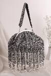 Buy_Nazaakat By Samara Singh_Black Beads, Tassels, Pearls Beaded Fringe Batua Bag With Detachable Handle _at_Aza_Fashions