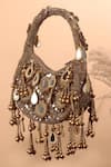 Buy_Nazaakat By Samara Singh_Brown Beads, Mirrors, Sequins Beaded Embellished Clutch Bag _at_Aza_Fashions