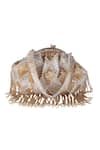 Shop_Nazaakat By Samara Singh_Gold Beads, Pearls, Tassels Beaded Diamond Pattern Batua Bag _Online_at_Aza_Fashions