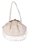Shop_Nazaakat By Samara Singh_White Beads, Tassels, Sequins Beaded Batua Bag With Detachable Handle _at_Aza_Fashions