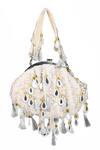 Shop_Nazaakat By Samara Singh_Silver Sequins, Beads, Pearls, Mirrors, Sequin, And Embellished Batua Bag _Online