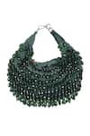Shop_Nazaakat By Samara Singh_Green Beads Embellished Clutch With Detachable Handle _Online_at_Aza_Fashions