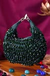 Nazaakat By Samara Singh_Green Beads Embellished Clutch With Detachable Handle _at_Aza_Fashions