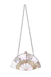 Nazaakat By Samara Singh_White Beads, Crystals, Pearls, Stones Fan Shape And Embellished Clutch _Online_at_Aza_Fashions