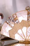 Buy_Nazaakat By Samara Singh_White Beads, Crystals, Pearls, Stones Fan Shape And Embellished Clutch _Online