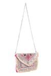 Shop Nazaakat By Samara Singh Pink Beads, Mirrors, Fringe, Sequins Beaded And Coin Embellished Boho Bag Online at Aza Fashions Shop_Nazaakat By Samara Singh_Pink Beads, Mirrors, Fringe, Sequins Beaded And Coin Embellished Boho Bag _Online_at_Aza_Fashions