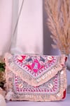 Nazaakat By Samara Singh Pink Beads, Mirrors, Fringe, Sequins Beaded And Coin Embellished Boho Bag Nazaakat By Samara Singh_Pink Beads, Mirrors, Fringe, Sequins Beaded And Coin Embellished Boho Bag