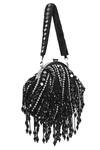 Shop Nazaakat By Samara Singh Black Beads, Mirrors, Tassels And Pearl Embellished Batua Bag Shop_Nazaakat By Samara Singh_Black Beads, Mirrors, Tassels And Pearl Embellished Batua Bag