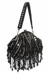 Nazaakat By Samara Singh Black Beads, Mirrors, Tassels And Pearl Embellished Batua Bag Online Nazaakat By Samara Singh_Black Beads, Mirrors, Tassels And Pearl Embellished Batua Bag _Online