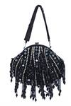 Shop Nazaakat By Samara Singh Black Beads, Mirrors, Tassels And Pearl Embellished Batua Bag Online Shop_Nazaakat By Samara Singh_Black Beads, Mirrors, Tassels And Pearl Embellished Batua Bag _Online