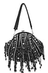 Nazaakat By Samara Singh Black Beads, Mirrors, Tassels And Pearl Embellished Batua Bag Nazaakat By Samara Singh_Black Beads, Mirrors, Tassels And Pearl Embellished Batua Bag