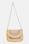 Buy Nazaakat By Samara Singh Yellow Beads, Stones, Fringe Embellished Boho Bag With Chain Strap Buy_Nazaakat By Samara Singh_Yellow Beads, Stones, Fringe Embellished Boho Bag With Chain Strap