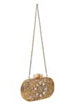 Shop_Nazaakat By Samara Singh_Gold Crystals, Beads, Stones Embellished Clutch With Detachable Sling _Online_at_Aza_Fashions