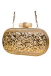 Buy_Nazaakat By Samara Singh_Gold Crystals, Beads, Stones Embellished Clutch With Detachable Sling 