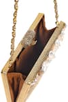 Nazaakat By Samara Singh_Gold Stones, Pearls, Metallic Embellished Geometric Pattern Clutch With Sling _Online