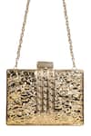 Buy_Nazaakat By Samara Singh_Gold Stones, Pearls, Metallic Embellished Geometric Pattern Clutch With Sling _Online