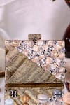 Buy_Nazaakat By Samara Singh_Gold Stones, Pearls, Metallic Embellished Geometric Pattern Clutch With Sling _at_Aza_Fashions